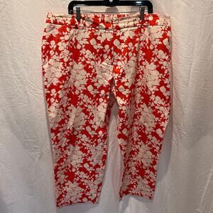 Talbots Pant Heritage Orange White Floral 20W